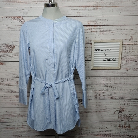 THEORY Striped Tie Waist Tunic Dress Size S - Picture 1 of 15